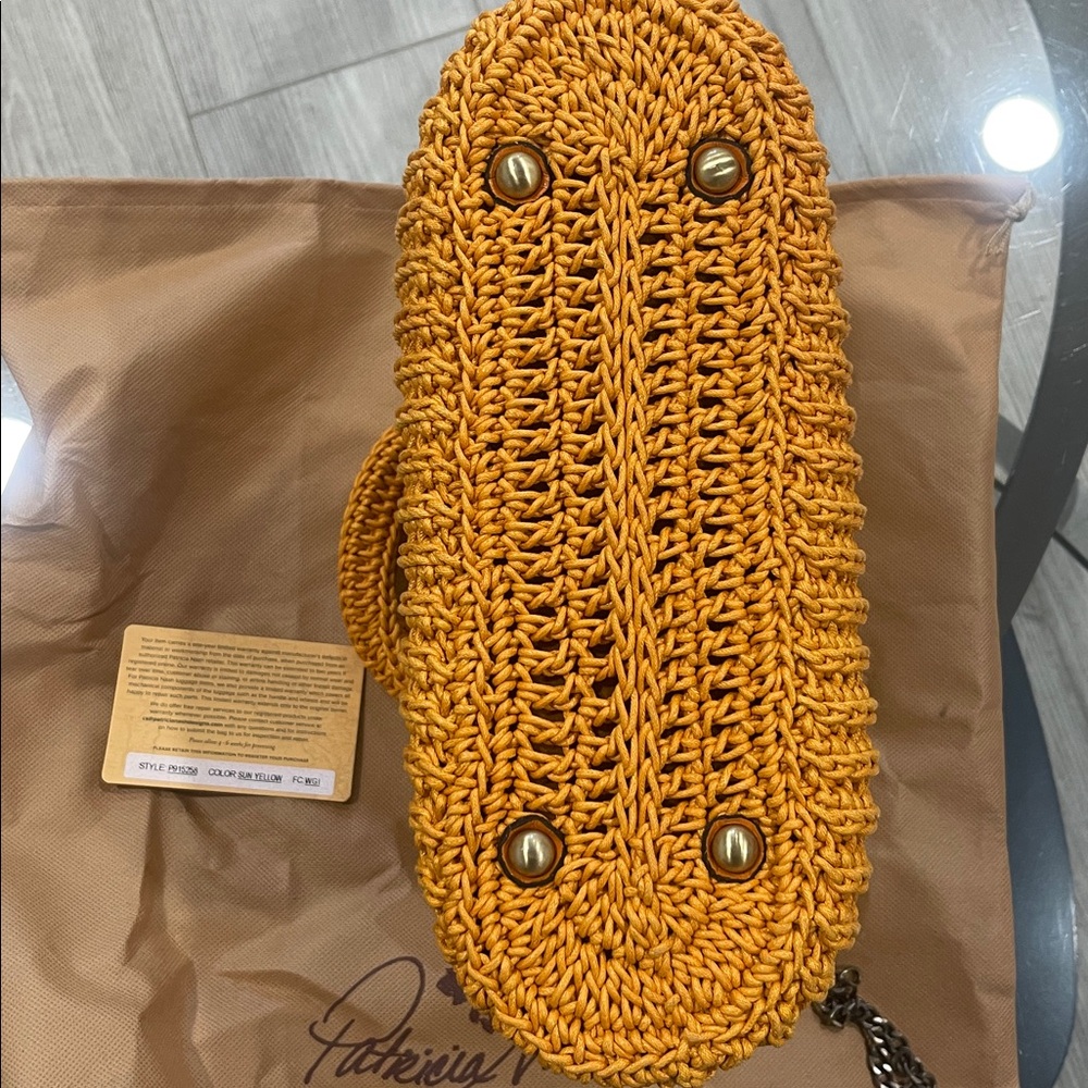 Patricia Nash Mustard Knit Mini Bag with Chain - Picture 6 of 7
